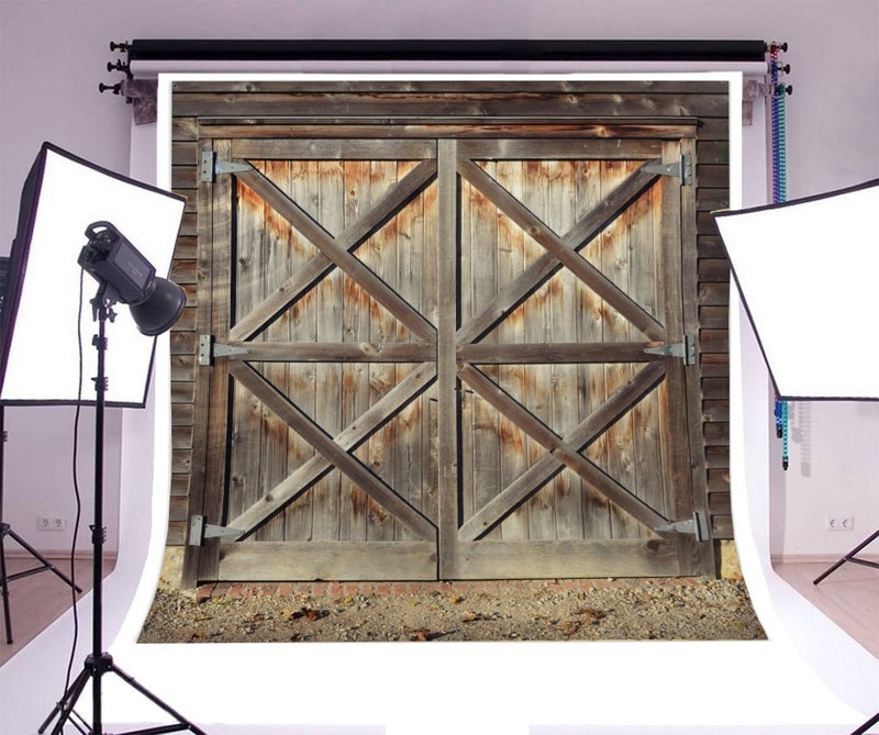 Yeele 7x7ft Rustic Barn Backdrop for Photography Shabby Old Worn Brown Wooden Doors Front Background Countryside Style Kids Boy Girl Adult Photo Booth Shoot Vinyl Studio Props - Image 3